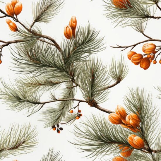 Naturalistic Pine Tree Delight Seamless Pattern