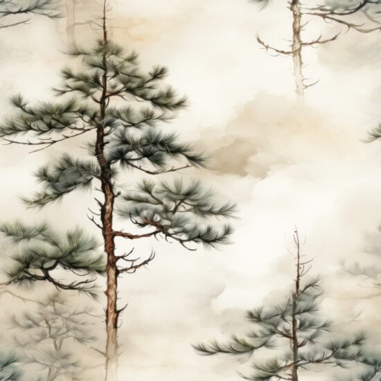 Naturalistic Pine Tree Oil Paint Pattern Seamless Pattern