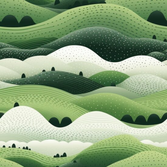 Natures Harmony: Green Pointillism Landscape Seamless Pattern