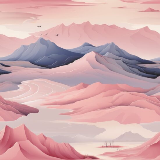 Natures Serenity: Subtle Grey and Pink Landscapes Seamless Pattern