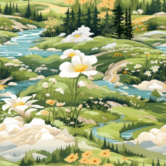 Natures Tranquil Oasis Seamless Pattern