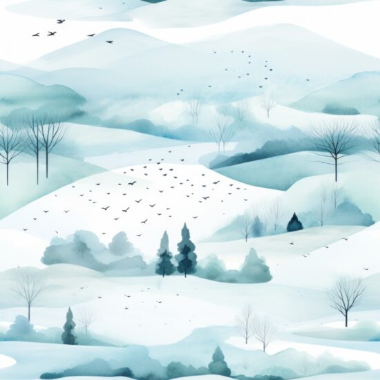 Natures Tranquil Serenity: Watercolor Landscapes Seamless Pattern