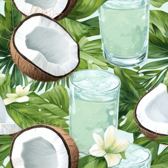 Nourishing Tropical Coconut Water Texture Seamless Pattern
