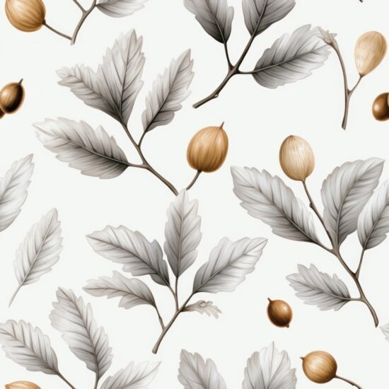 Oak Botanical Elegance: Minimalistic Nature Design Seamless Pattern