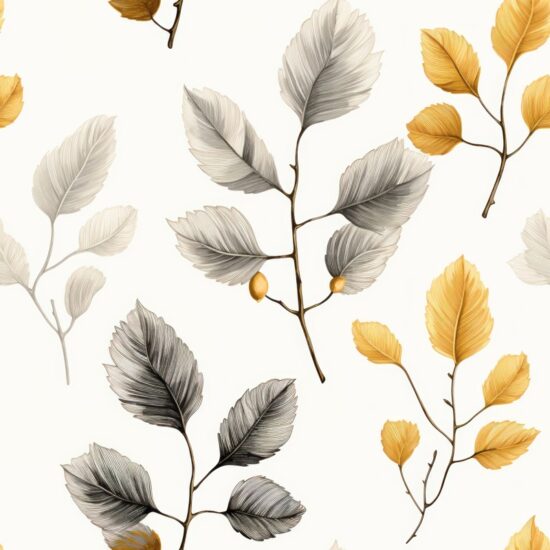 Oak Leaf Haven: Minimalistic Pen and Ink Design Seamless Pattern