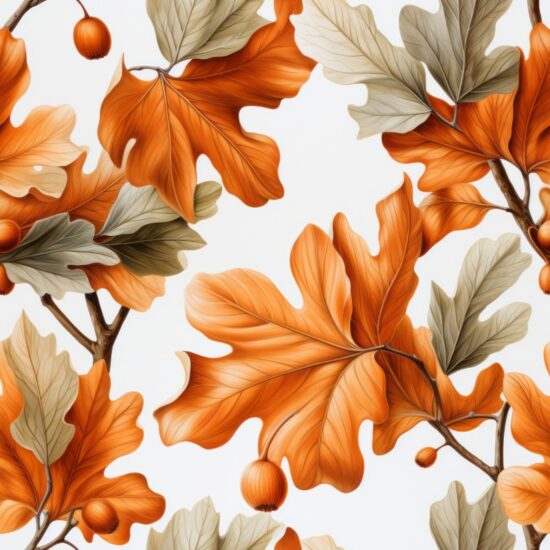 Oak Leaves in Natures Palette Seamless Pattern