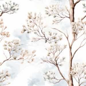 Oak Serenity: Minimalistic Watercolor Floral Design Seamless Pattern