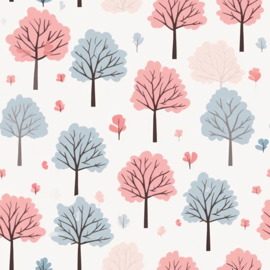 Oak Timeless Charm: Pink & Grey Minimalistic Pattern Seamless Pattern