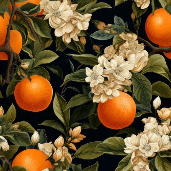 Orange Renaissance Citrus Pattern Seamless Pattern