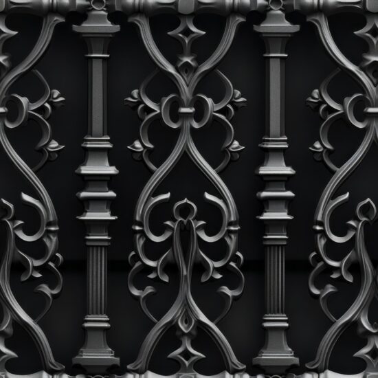 Ornate Wrought Iron Fence Design Seamless Pattern