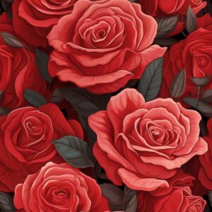 Passionate Rose Blossom Valentines Pattern Seamless Pattern
