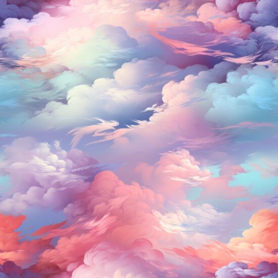 Pastel Cumulus: Delicate Cloudscape Majesty Seamless Pattern