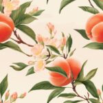 Peachy Botanical Fruit Delight Seamless Pattern