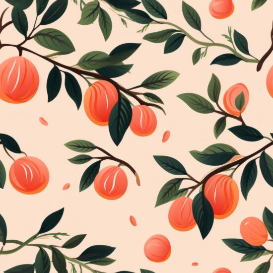 Peachy Calligraphy: Delicate Food and Floral Design Seamless Pattern