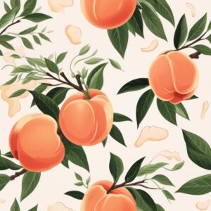 Peachy Calligraphy Fruit Delight Seamless Pattern