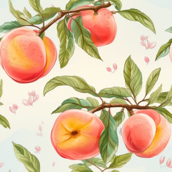 Peachy Delights Watercolor Pattern Seamless Pattern