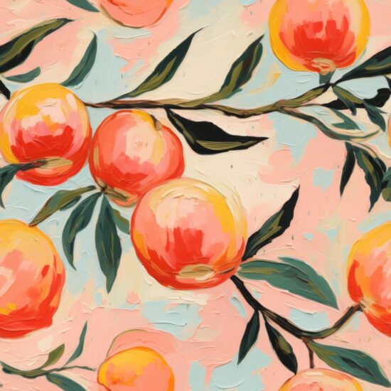 Peachy Expressionism: Vibrant Painted Delight Seamless Pattern
