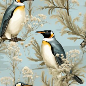 Penguin Botanical Delight Seamless Pattern
