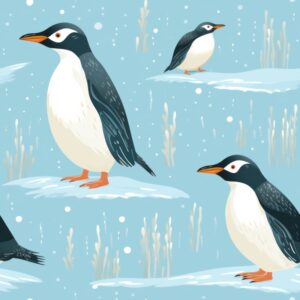 Penguin Parade: Subtle Color Style Seamless Pattern