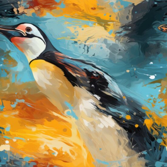 Penguin Picasso: Modern Oil Paint Seamless Pattern