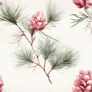 Pine Grove Delight: Minimalistic Floral Sketch Seamless Pattern