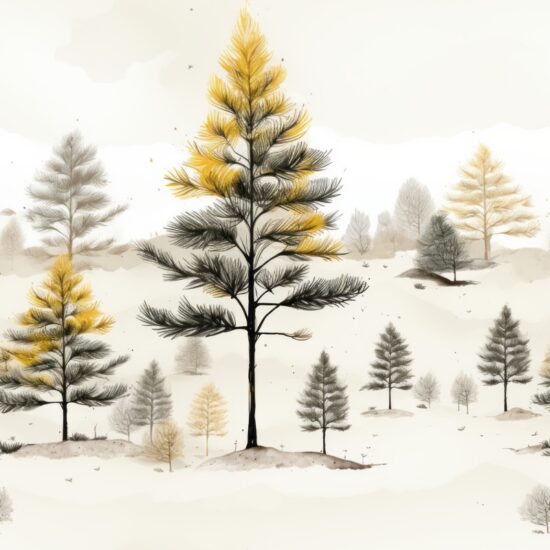 Pine Grove: Minimalistic Pen and Ink Style Seamless Pattern