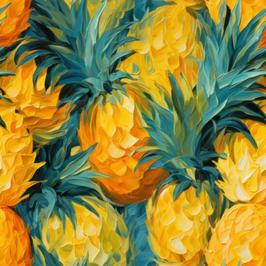 Pineapple Dreams: Modern Oil Paint Style Seamless Pattern