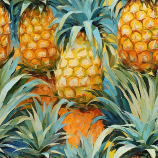 Pineapple Expressionism: Lively Tropical Splendor Seamless Pattern