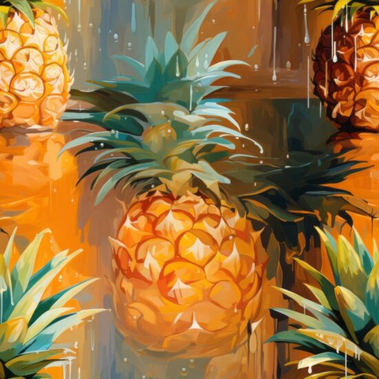 Pineapple Paradise: Oil Paint Fruit Seamless Pattern