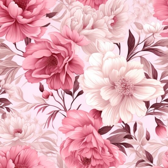 Pink Dahlia Cottage Floral Seamless Pattern