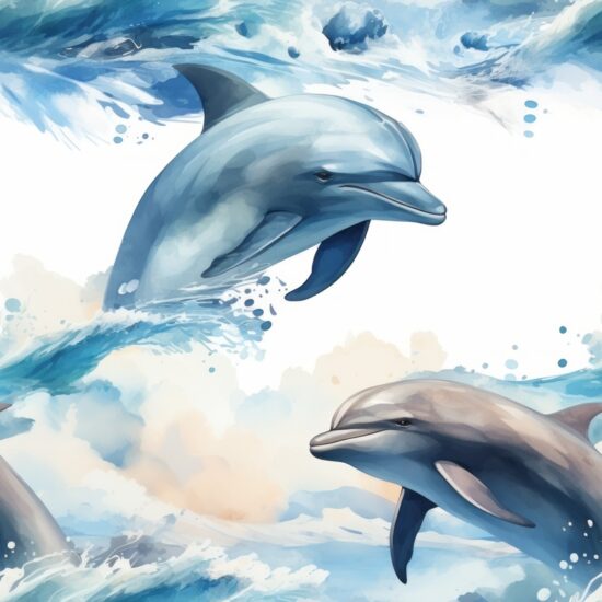 Playful Dolphin Watercolor Art Seamless Pattern
