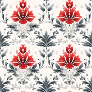 Pointillism Flora: Elegant Damask Motif Seamless Pattern