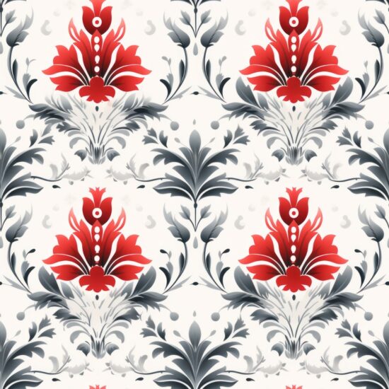 Pointillism Flora: Elegant Damask Motif Seamless Pattern