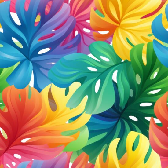 Rainbow Monstera - Floral Modern Art Seamless Pattern