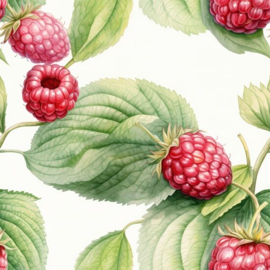 Raspberry Bliss Watercolor Delight Seamless Pattern