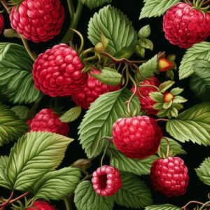 Raspberry Delight Botanical Bliss Seamless Pattern