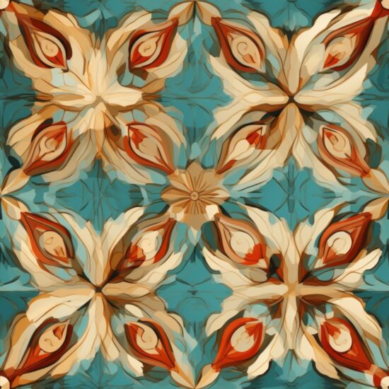 Renaissance Floral Kaleidoscope Symmetry Seamless Pattern