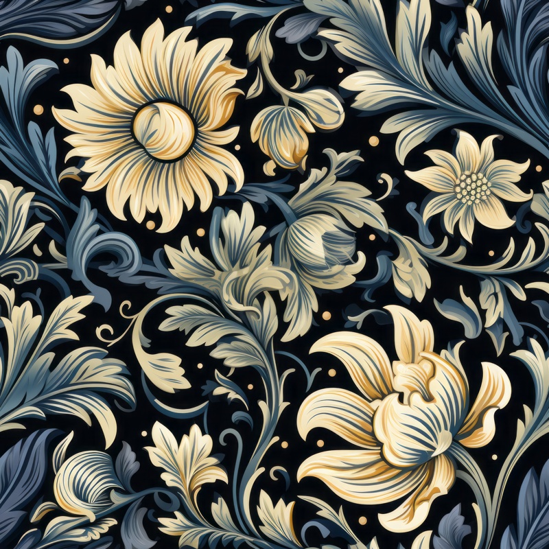 Renaissance Floral Sgraffito Brush Pattern PTN 002058 pattern design