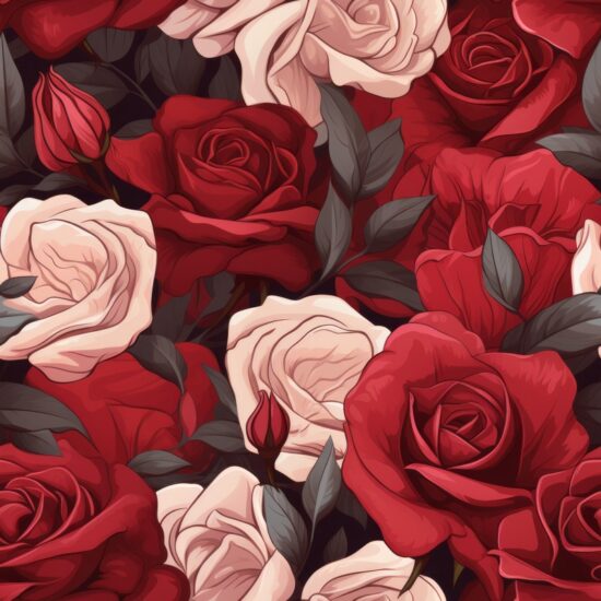 Romantic Rose Blossom Background Seamless Pattern