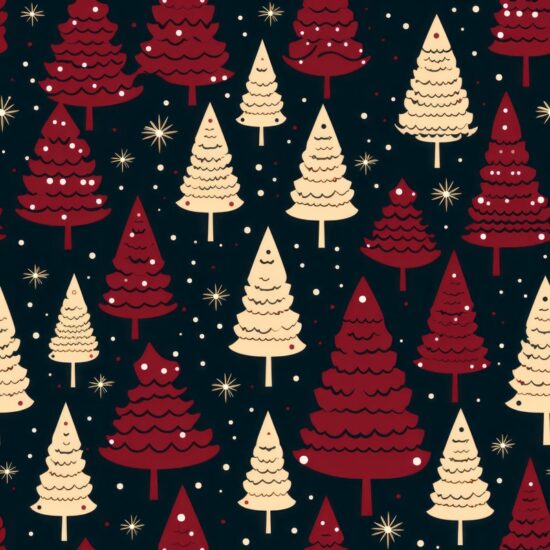 Ruby Red Christmas Trees Delight Seamless Pattern