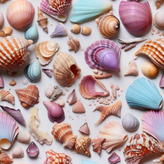Seashell Symphony: Hyperrealistic Colored Pencil Pattern Seamless Pattern