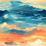 Serene Beach Watercolor: Ocean Sunsets Seamless Pattern