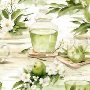 Serene Japanese Tea Ceremonies Glass Seamless Pattern