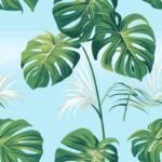 Serene Monstera Jungle in Oceanic Gradient Seamless Pattern