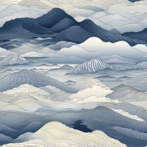 Serene Natural Landscapes: Crosshatched Masterpiece Seamless Pattern