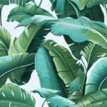 Serene Oceanic Banana Leaf Delight Seamless Pattern