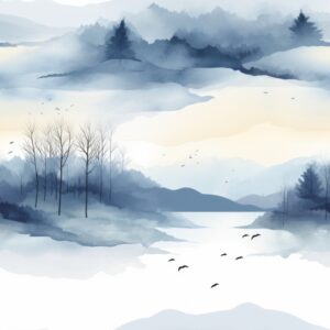 Serene Watercolor Landscapes: Natures Subtle Beauty Seamless Pattern