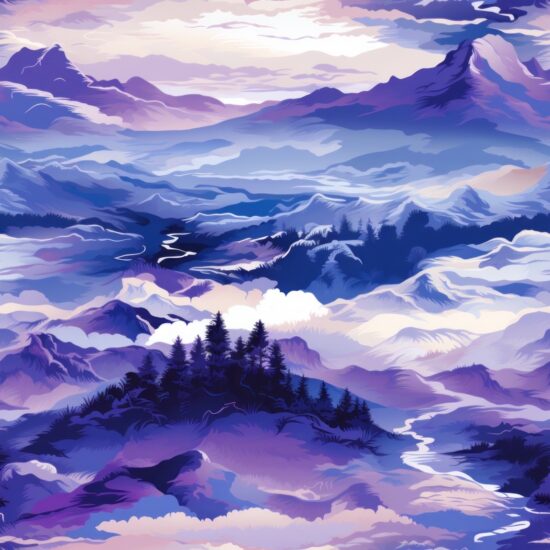 Serene Wilderness - Majestic Mountain Scenery Seamless Pattern