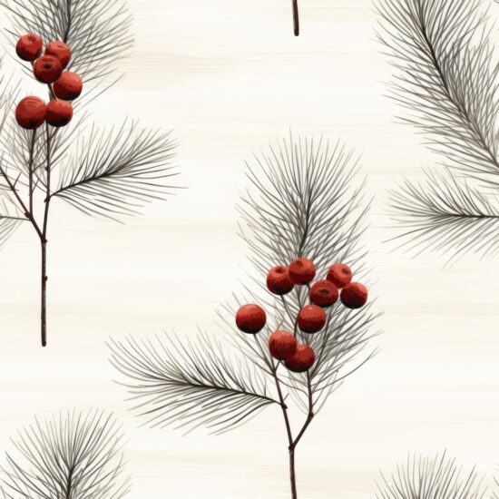 Serenity in Ink: Minimalistic Pine Pattern Seamless Pattern