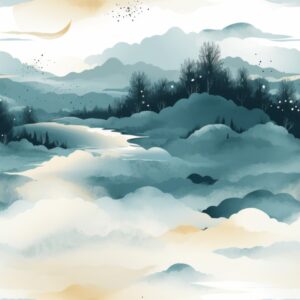 Serenity on Canvas - Watercolor Landscapes Seamless Pattern